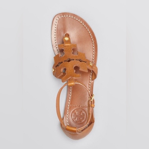 Tory Burch Women’s Phoebe Flat Thong Tumbled Leather in Royal Tan Size 7.5‎ - Picture 14 of 14